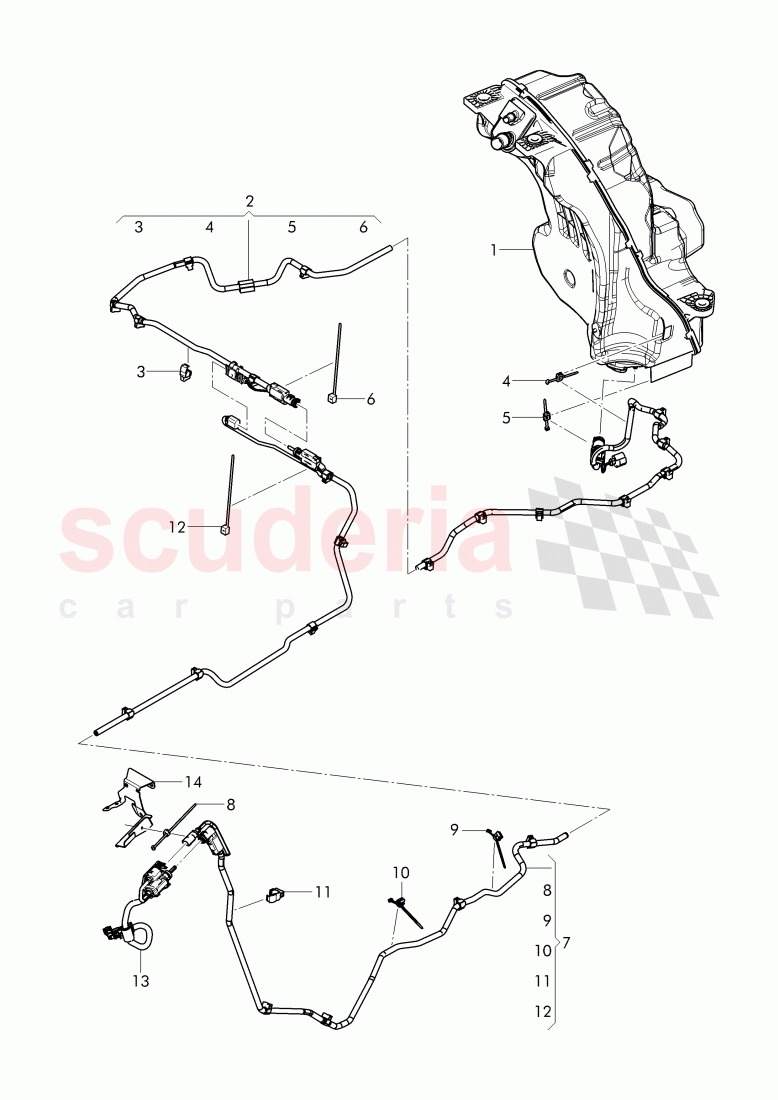 Transfer line for reducing agent, For vehicles with selective, catalytic reduction (SCR) of Bentley Bentley Bentayga (2015-2020)
