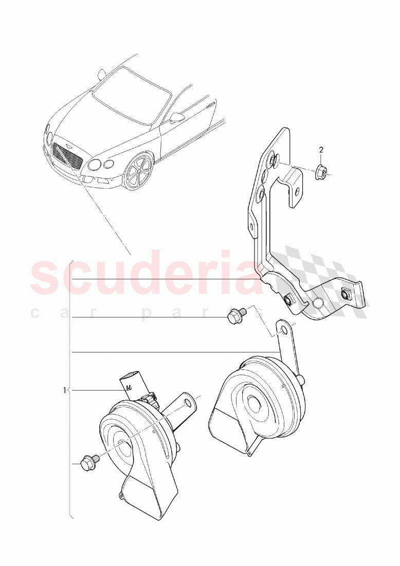 high volume horn, D - MJ 2015>> of Bentley Bentley Continental GT (2011-2018)