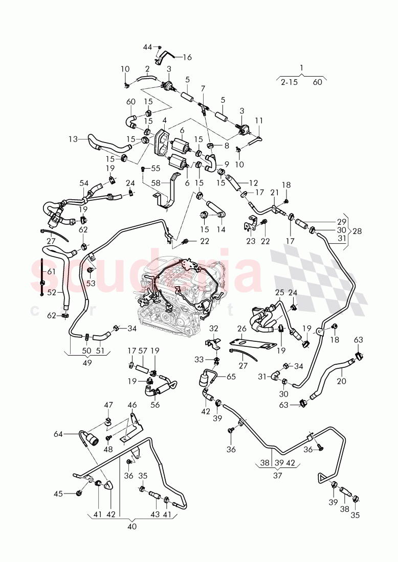 vacuum hoses, solenoid valve, (For turbocharger), D - MJ 2016>> of Bentley Bentley Continental GTC (2011+)