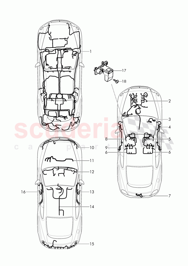 wiring harnesses, F >> 3W-D-082 508, F >> ZA-D-082 508 of Bentley Bentley Continental GT (2011-2018)