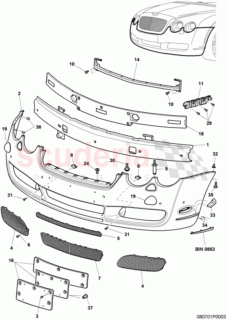 bumper, F >> 3W-9-061 163 of Bentley Bentley Continental GTC (2006-2010)