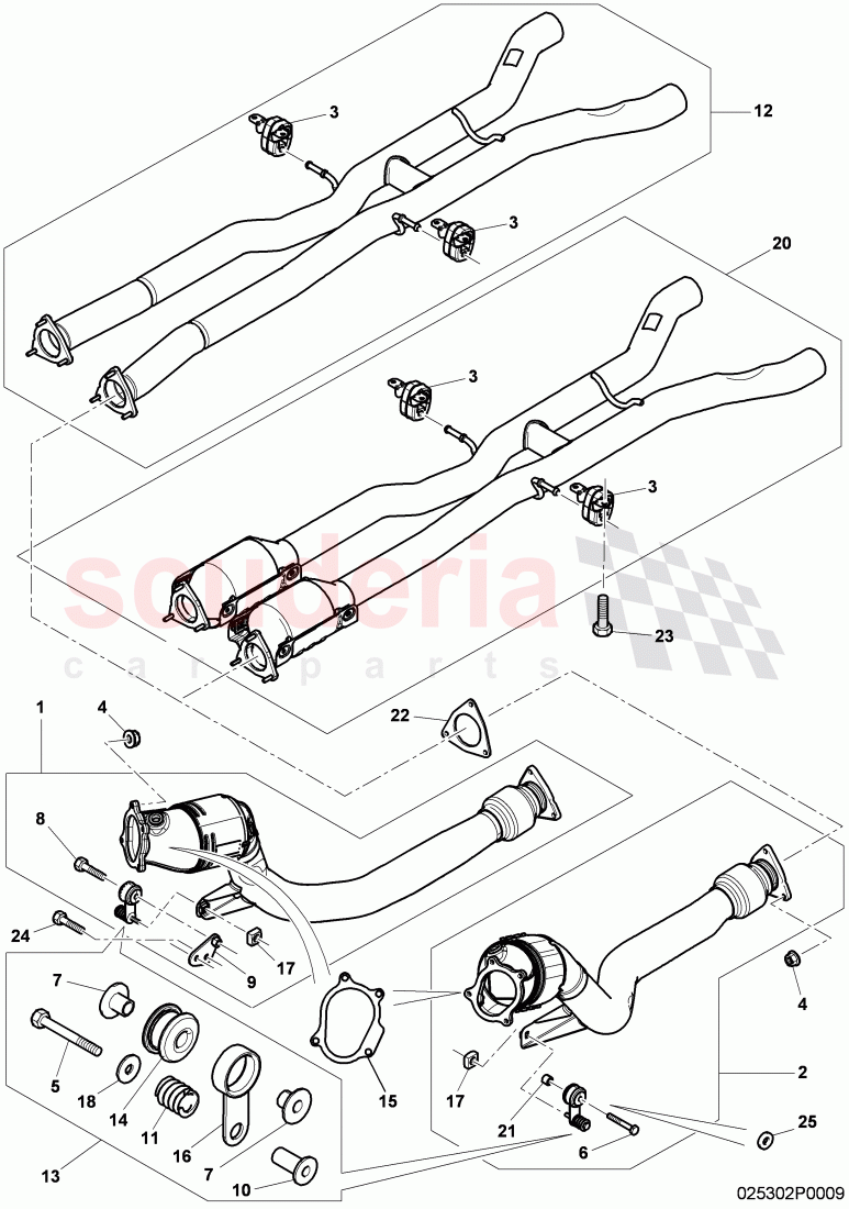 front catalyst, exhaust pipe with catalyst, exhaust pipe, D - MJ 2011>> of Bentley Bentley Continental GTC (2006-2010)
