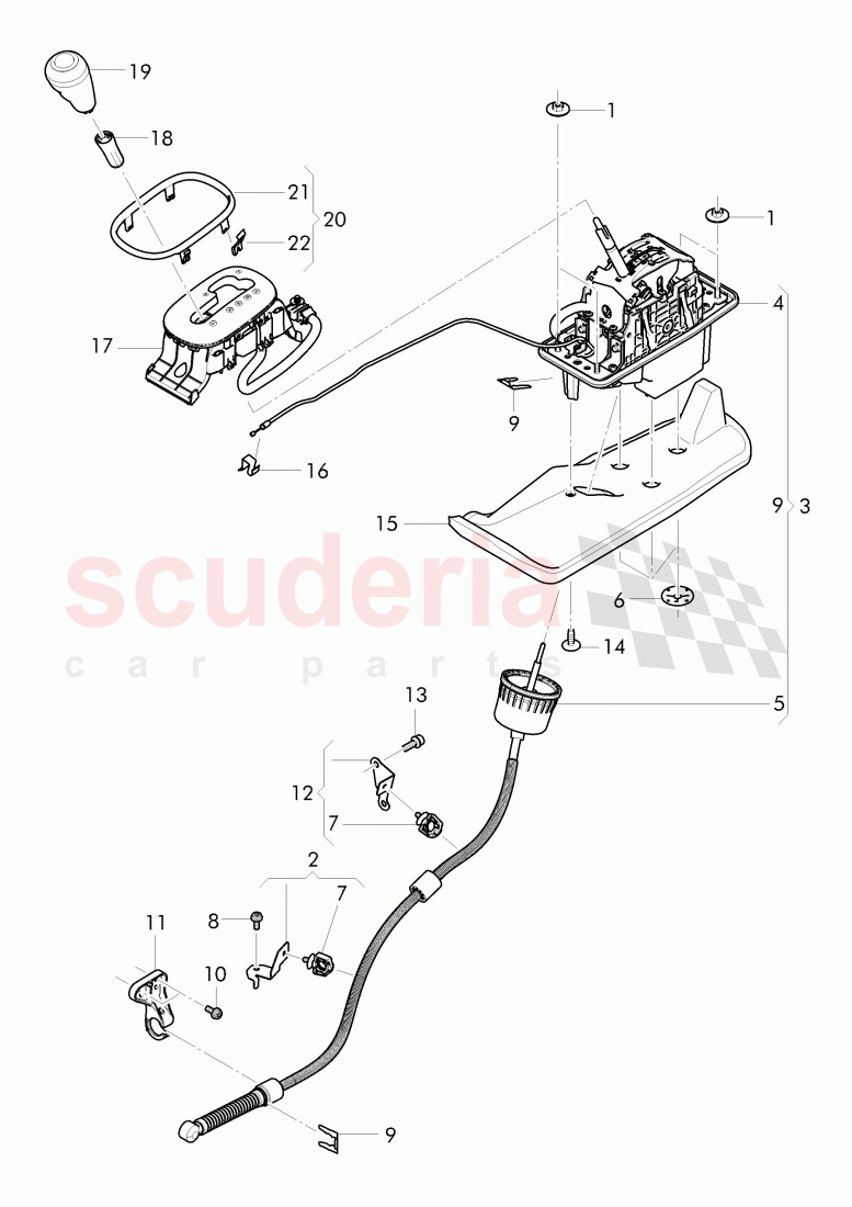 selector mechanism with cable, for 8-speed automatic gearbox of Bentley Bentley Continental Supersports (2017+)