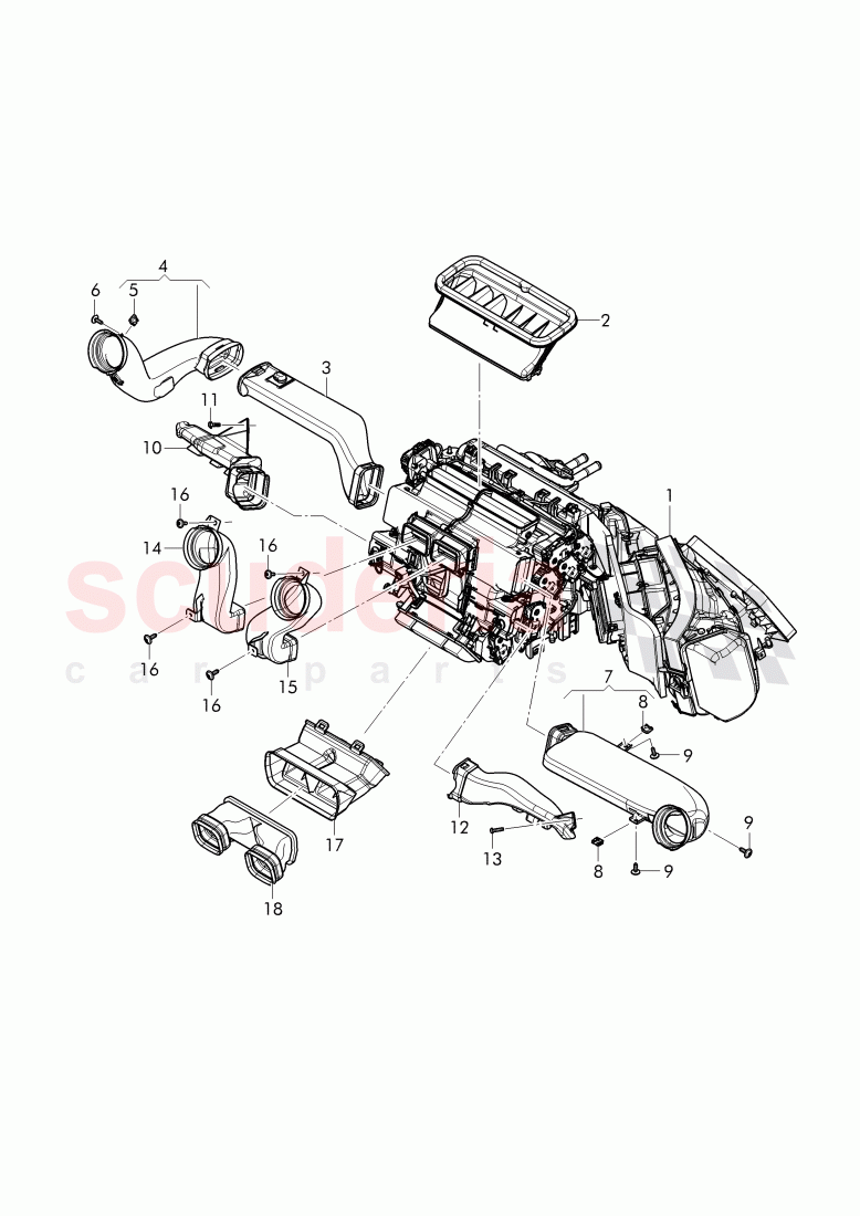 air duct for rear footwell heating of Bentley Bentley Bentayga (2015-2020)