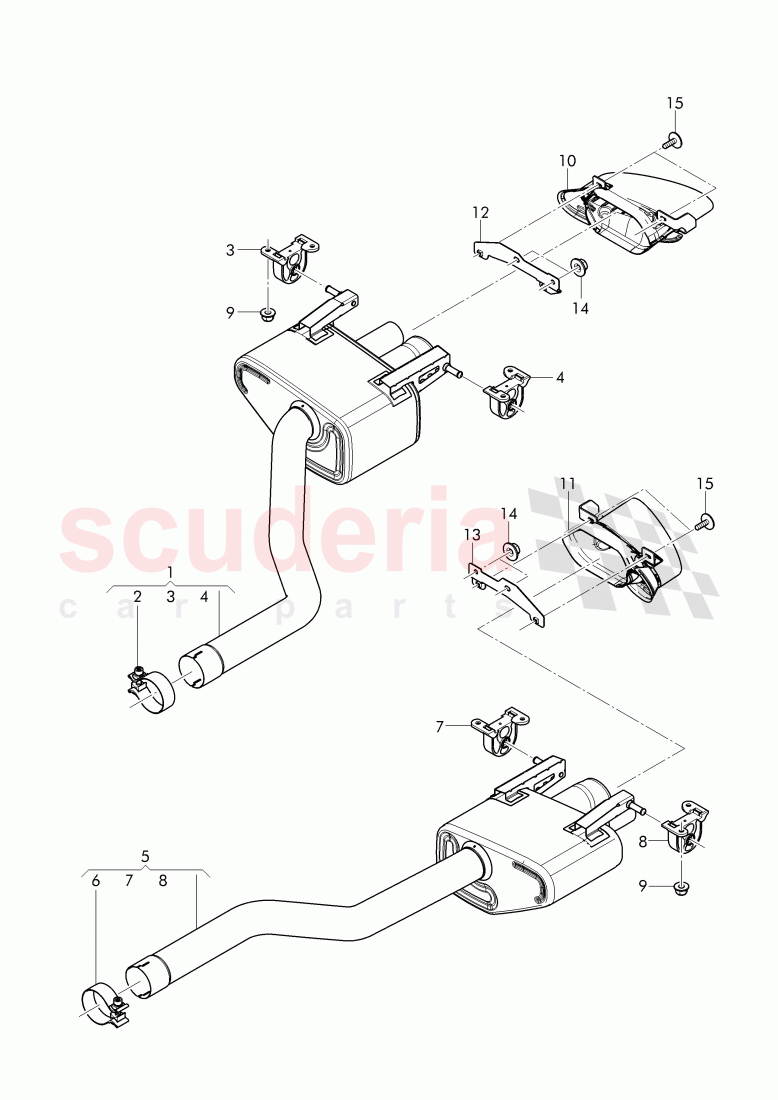 Exhaust muffler with exhaust flap, Exhaust pipe tips of Bentley Bentley Continental Supersports (2017+)