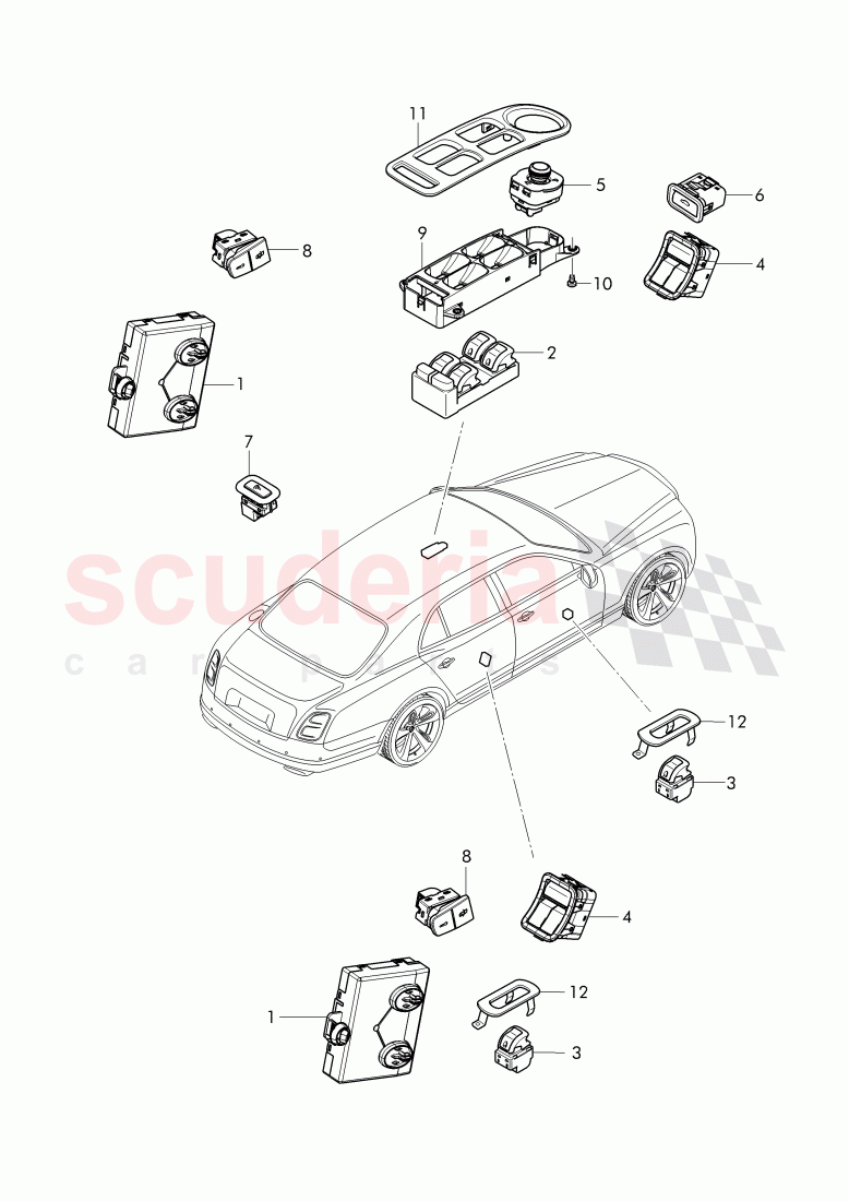 switches in door trim panel, D >> - MJ 2016 of Bentley Bentley Mulsanne (2010+)