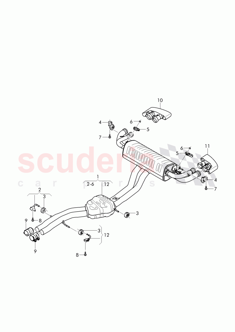 Exhaust muffler with exhaust flap, Exhaust pipe tips of Bentley Bentley Bentayga (2015-2020)