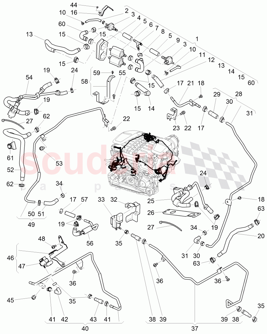 vacuum hoses, solenoid valve, (For turbocharger), D - MJ 2011>> of Bentley Bentley Continental GTC (2006-2010)