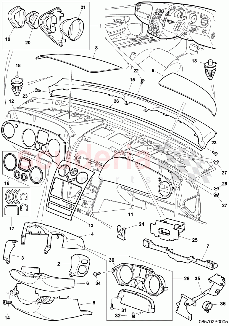 dashboard installation parts, D - MJ 2011>> - MJ 2011 of Bentley Bentley Continental Supersports (2009-2011)