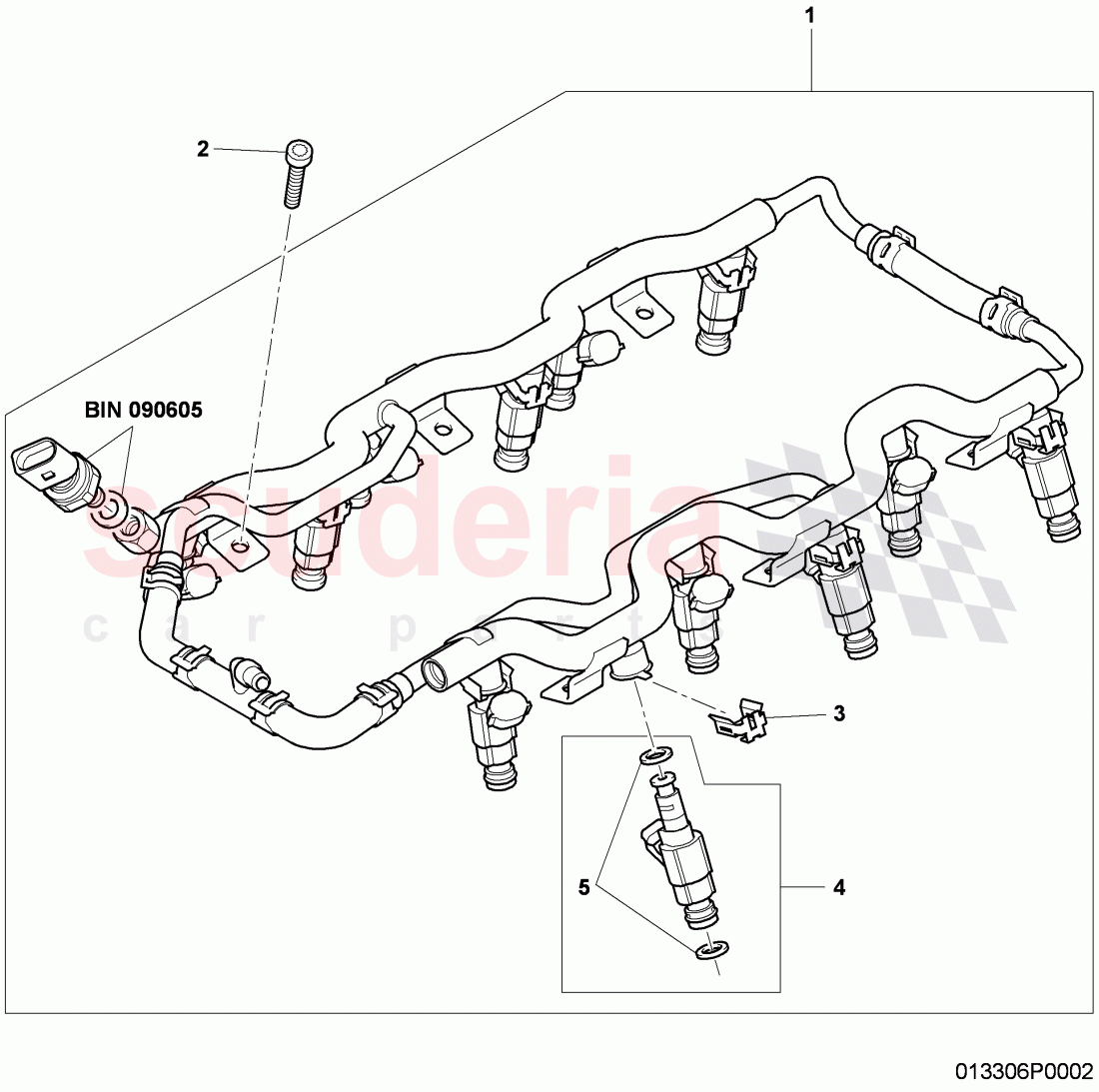 fuel rail, injector complete, D - MJ 2011>> of Bentley Bentley Continental GTC (2006-2010)