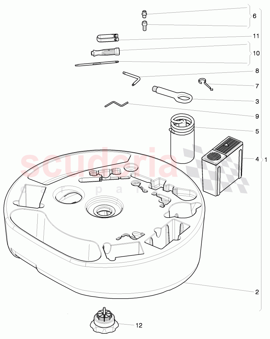 Vehicle tools, breakdown set with compressor, D - MJ 2012>> of Bentley Bentley Continental Flying Spur (2006-2012)