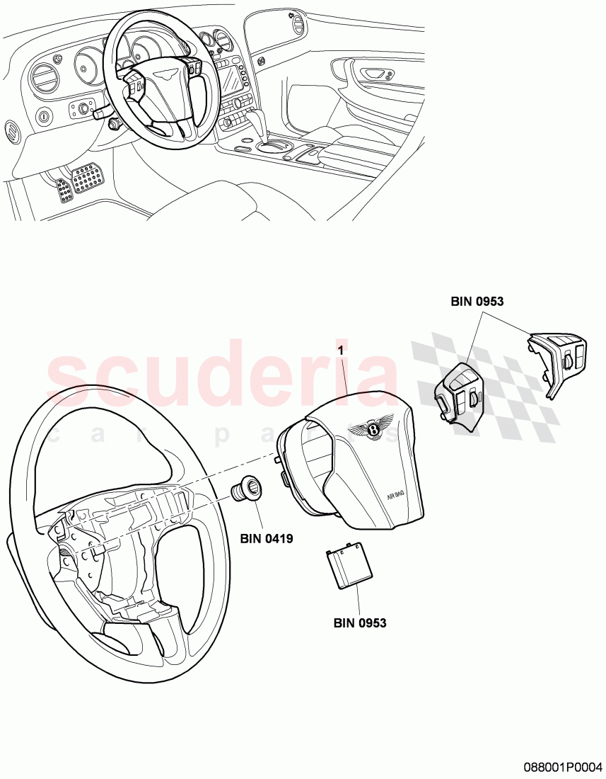 airbag unit for steering wheel of Bentley Bentley Continental Supersports (2009-2011)