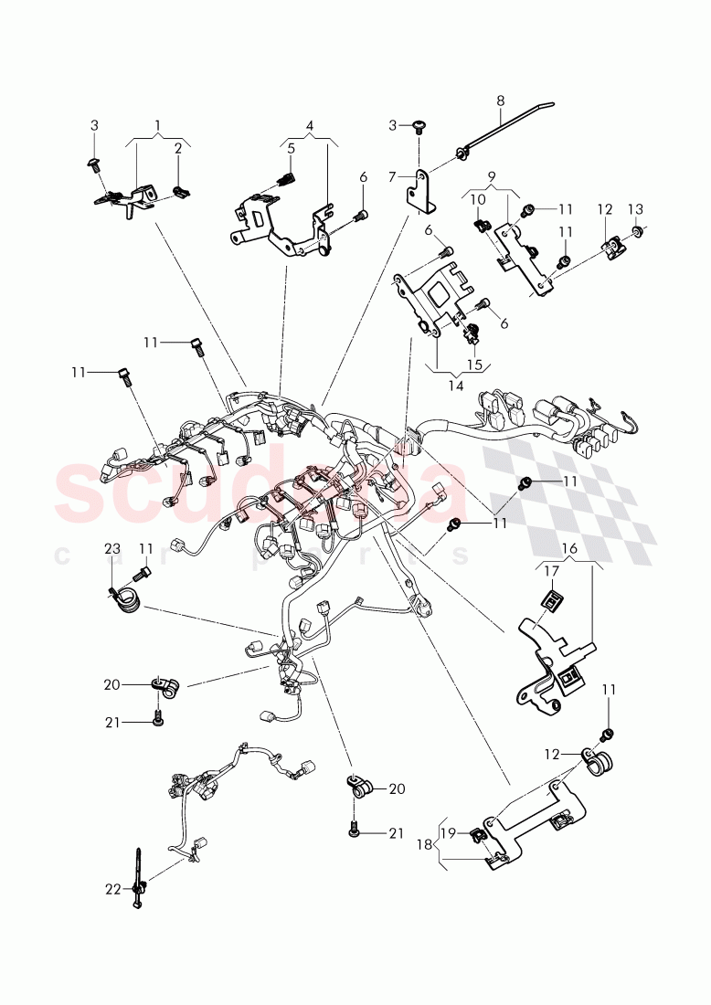 Cable holder and clamps for engines of Bentley Bentley Continental Supersports (2017+)