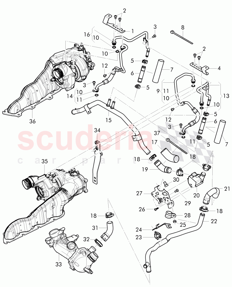 water cooling for turbocharger, D - MJ 2015>> of Bentley Bentley Continental GT (2011-2018)