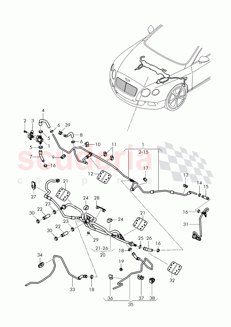 vacuum hoses for brake servo, vacuum hoses with connecting parts of Bentley Bentley Continental Supersports Convertible (2017+)
