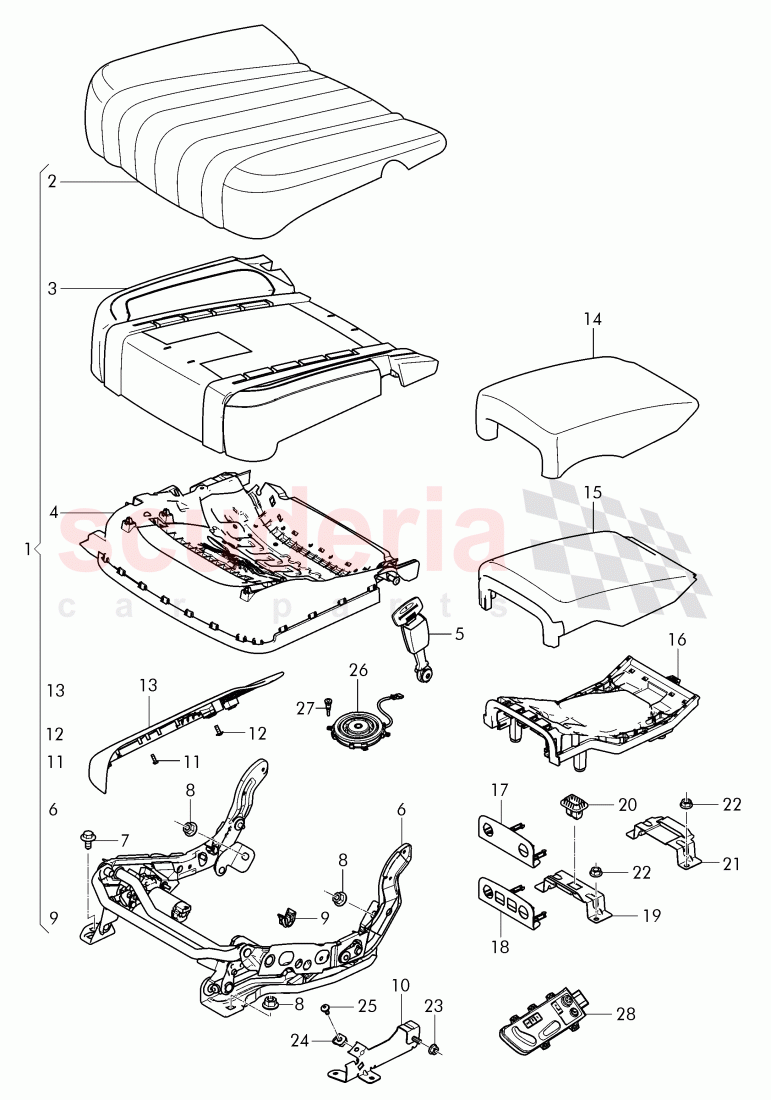 seat, cushion (leather), D - MJ 2017>> of Bentley Bentley Continental Flying Spur (2013+)