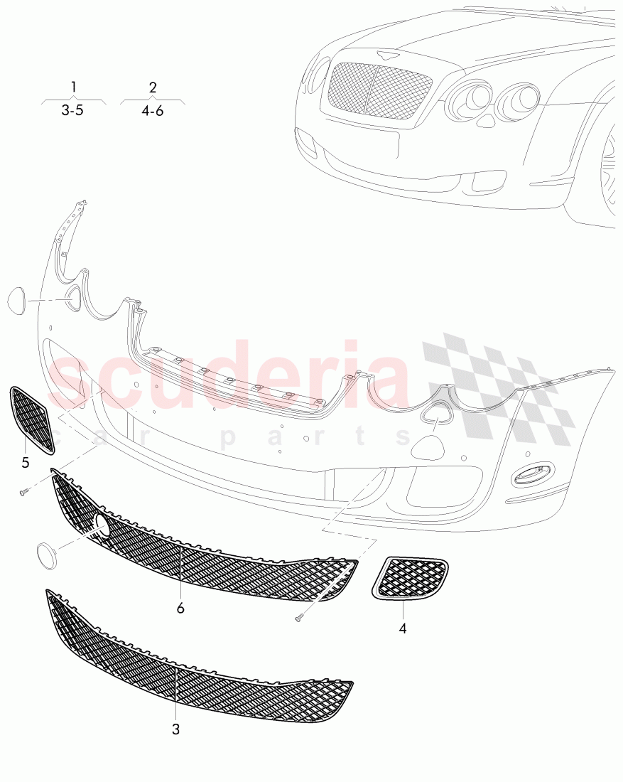 Original Accessories, 1 Satz Air Vents, D - MJ 2008>> of Bentley Bentley Continental GT (2003-2010)