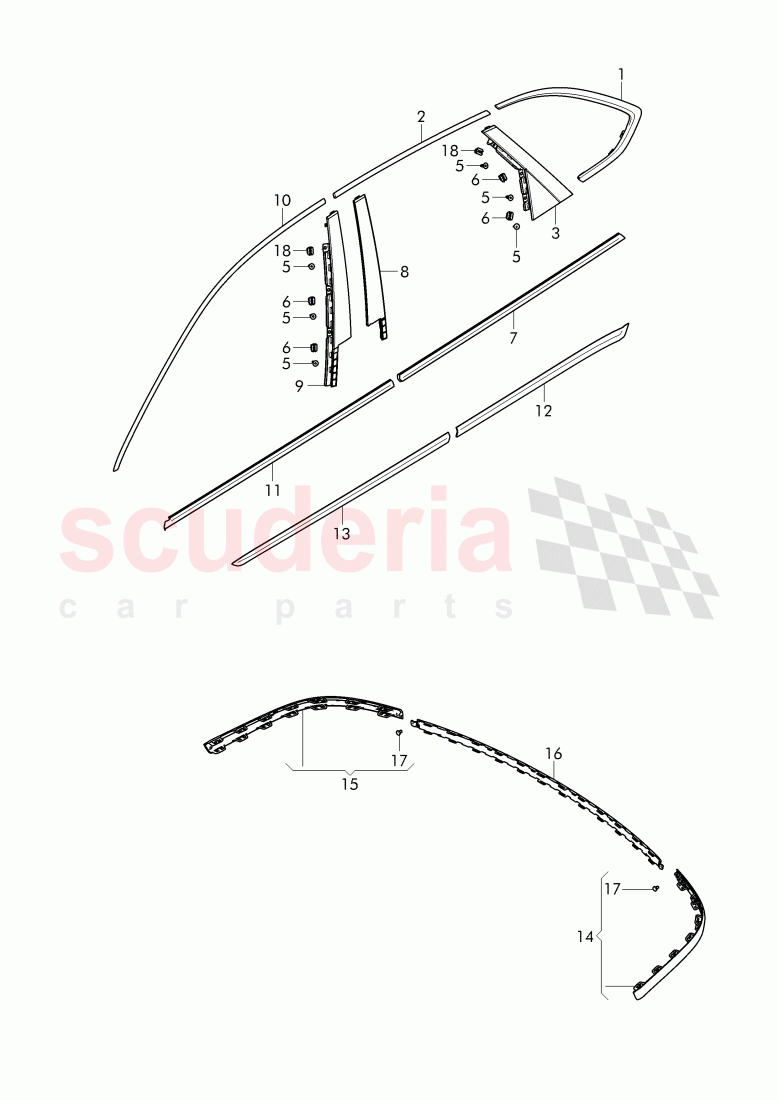 trim for door window frame, trim for bumper of Bentley Bentley Bentayga (2015-2020)