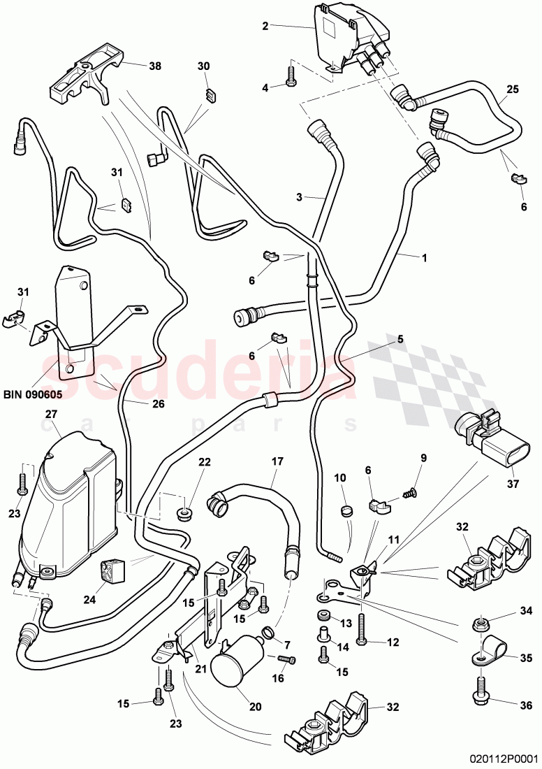 Carbon Canister (NO LDP), vent tube, additional reservoir, D - MJ 2011>> of Bentley Bentley Continental Flying Spur (2006-2012)
