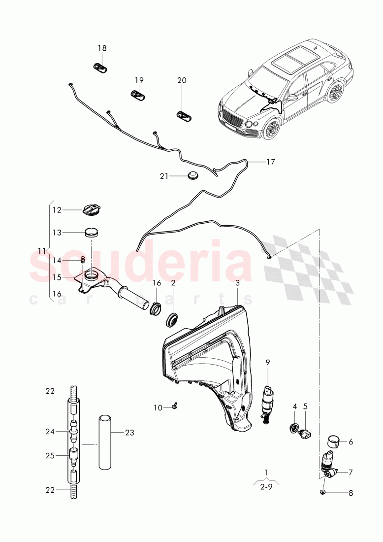 windshield washer unit of Bentley Bentley Bentayga (2015-2020)