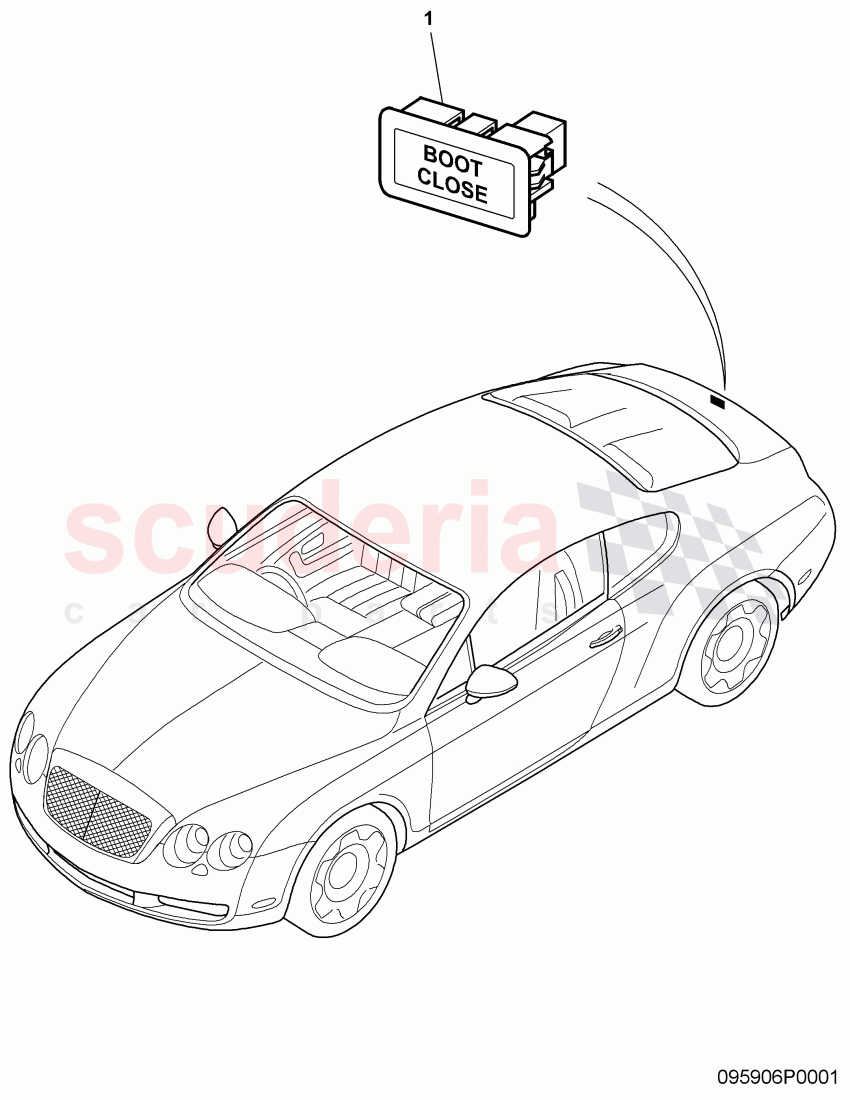 Switch in luggage compartment of Bentley Bentley Continental Flying Spur (2006-2012)