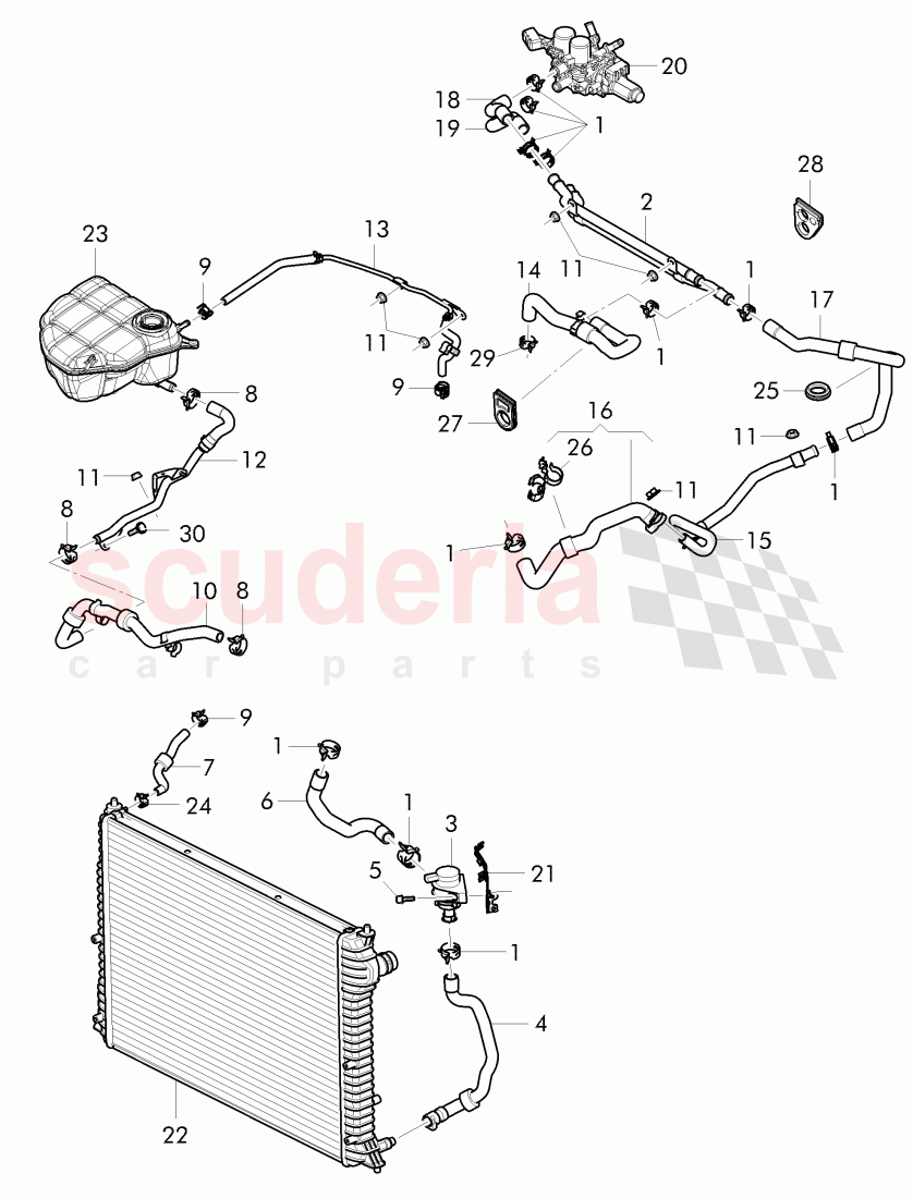 Coolant hoses and pipes, Engine bay of Bentley Bentley Continental Flying Spur (2013+)