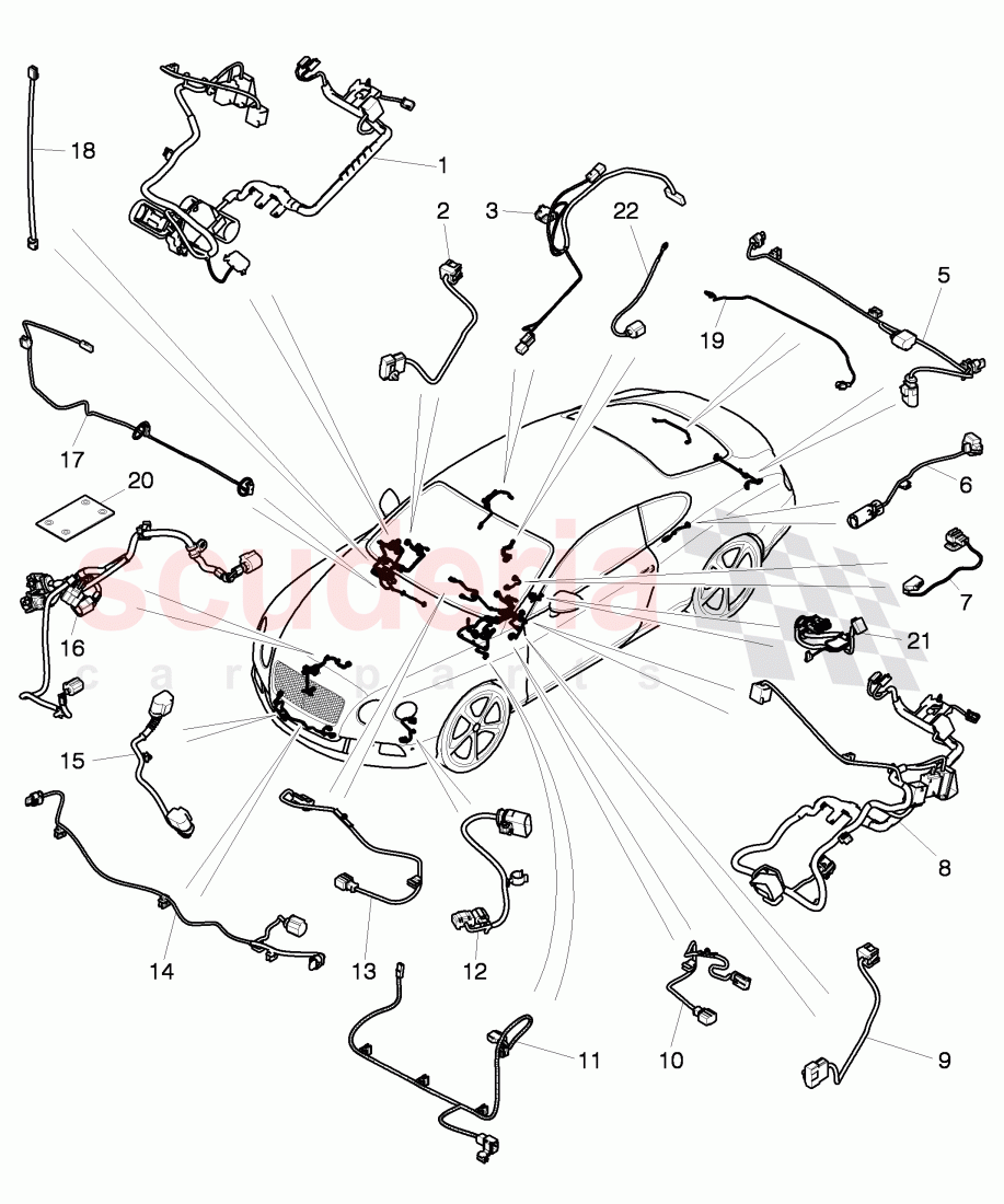 additional harness for interior, additional dashboard, harness, additional harness for engine, compartment, additional wiring harness, rear of Bentley Bentley Continental GT (2011-2018)