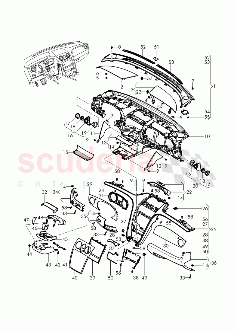 cover and trim, for dashboard, dashboard installation parts, D >> - MJ 2014 of Bentley Bentley Continental GT (2011-2018)