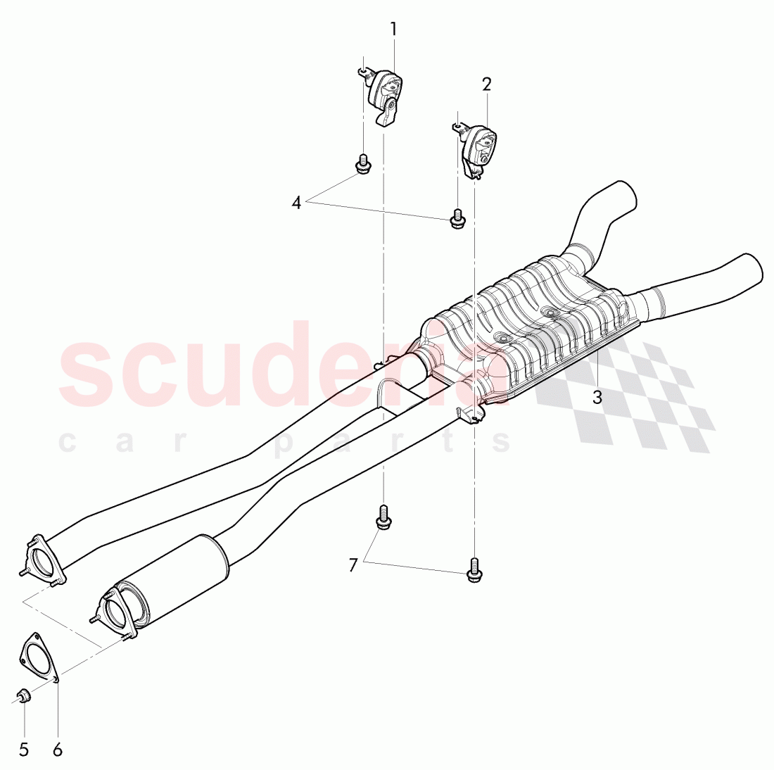 exhaust pipe with exhaust muffler, front of Bentley Bentley Continental Flying Spur (2013+)