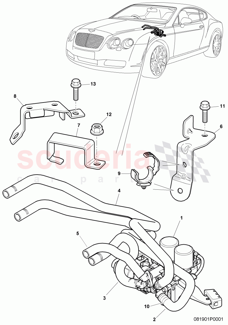 Water hose with heating, valve, D >> - MJ 2011 of Bentley Bentley Continental Supersports (2009-2011)