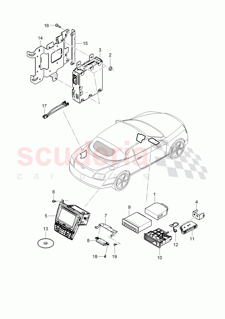 Central Display, Navigation and TV, F 3W-D-082 509>>, F ZA-D-082 509>>, D >> - MJ 2013 of Bentley Bentley Continental GTC (2011+)