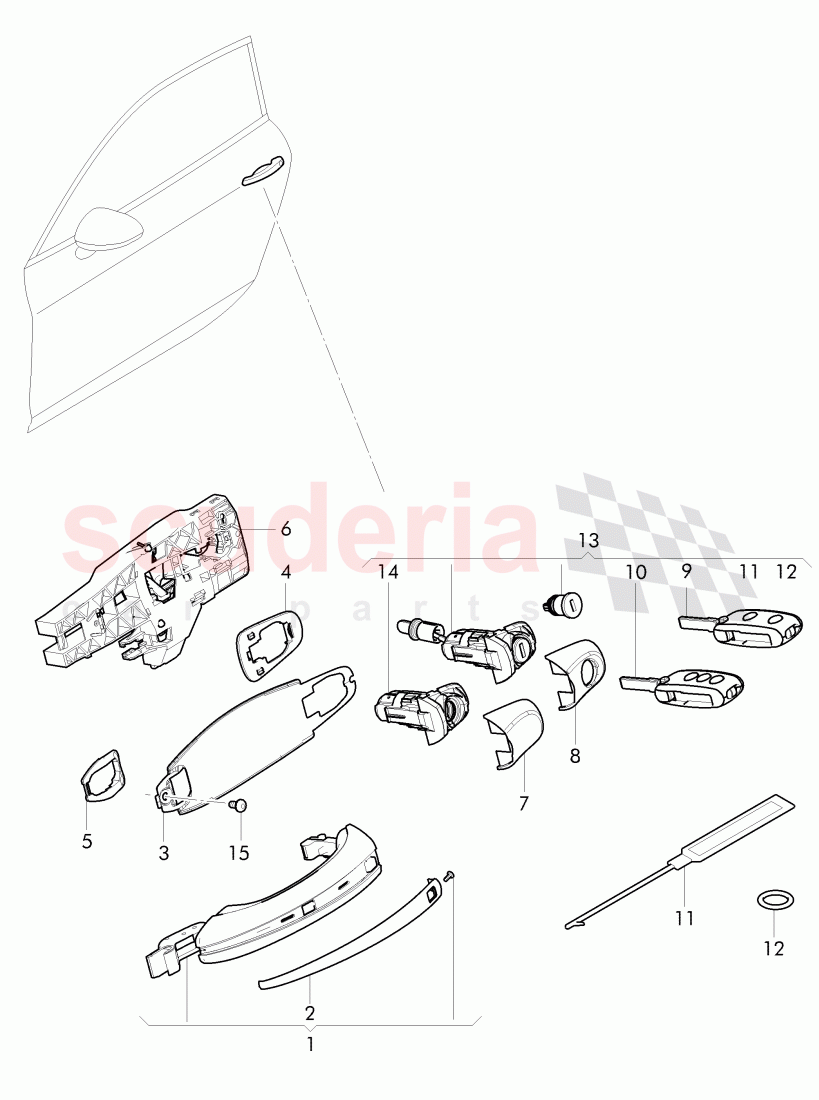 door handle, outer, door latch, D - MJ 2017>> of Bentley Bentley Continental Flying Spur (2013+)