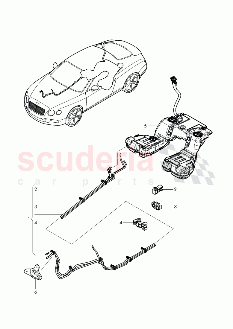 1 set of fuel lines, clip, D - MJ 2015>> of Bentley Bentley Continental GT (2011-2018)