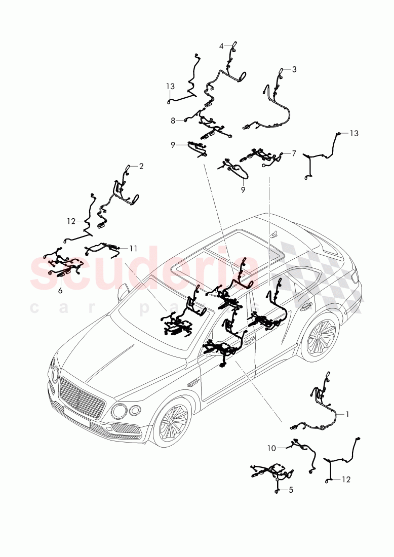 Additional Wiring Harnesses, seats in cab, D - MJ 2018>> of Bentley Bentley Bentayga (2015-2020)