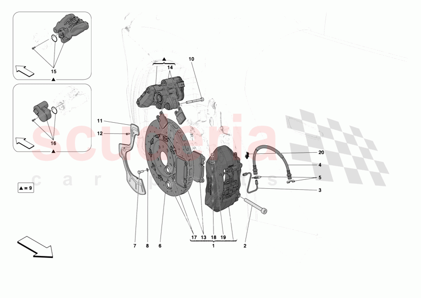 REAR BRAKES - CALLIPERS AND DISCS of Ferrari Ferrari 12Cilindri Spider