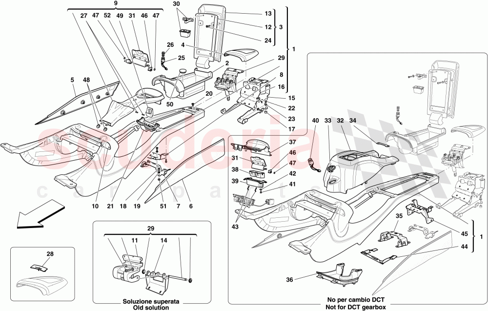 CENTRE TUNNEL AND ACCESSORY UNIT of Ferrari Ferrari California (2012-2014)