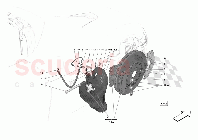 FRONT BRAKES - CALLIPERS AND DISCS of Ferrari Ferrari 12Cilindri Spider