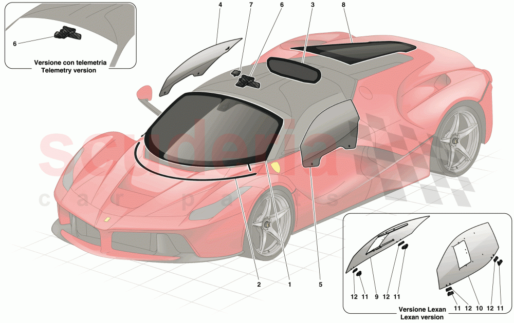 WINDOWS AND SCREENS parts for Ferrari LaFerrari