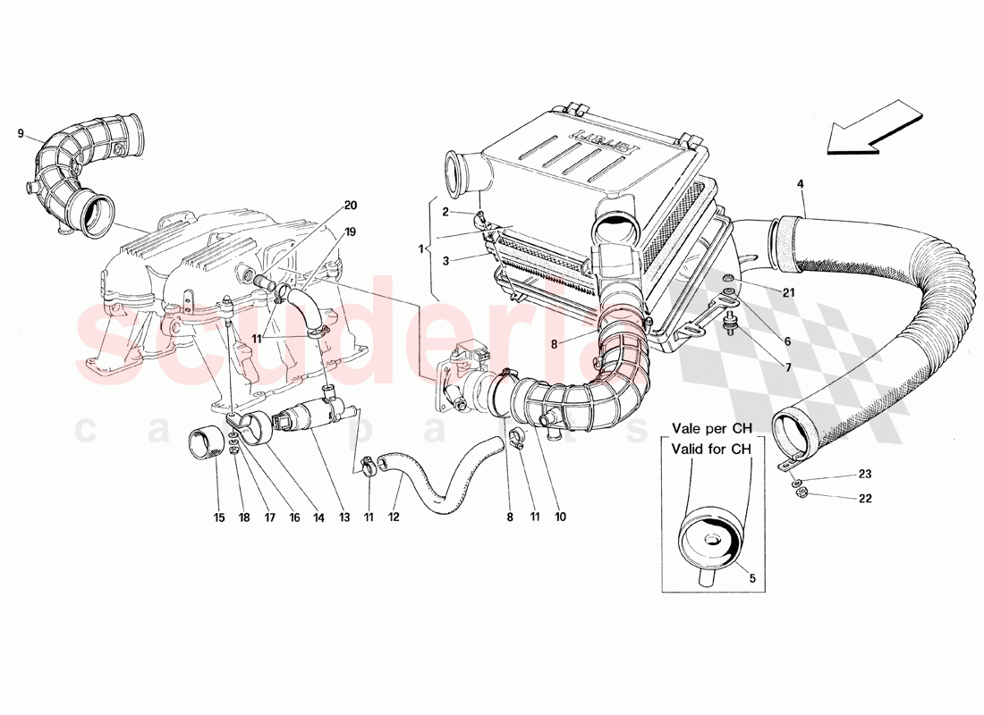 Air Intake - Motronic 2.7 of Ferrari Ferrari 348 TS (1993)