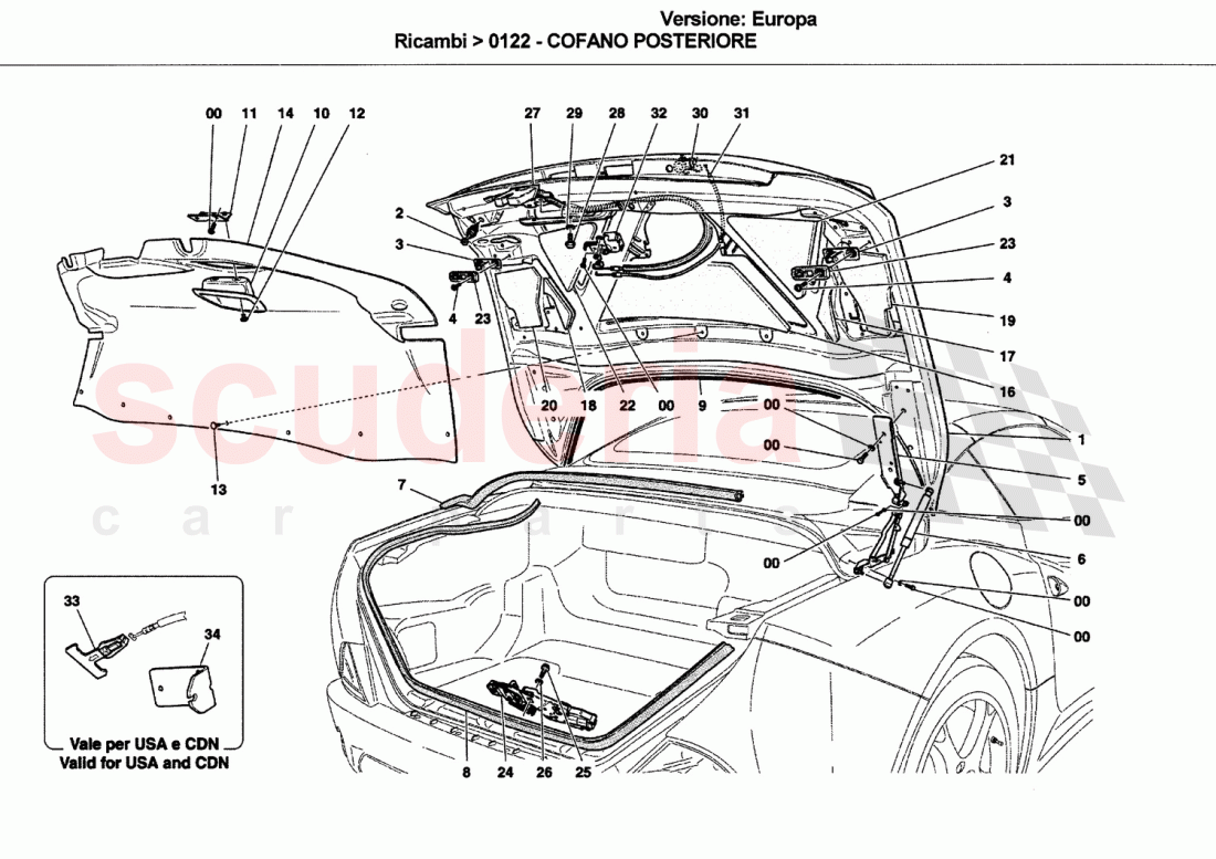 REAR LID parts for Ferrari California (2008-2011)