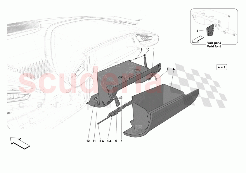 DASHBOARD - GLOVE COMPARTMENT of Ferrari Ferrari 12Cilindri