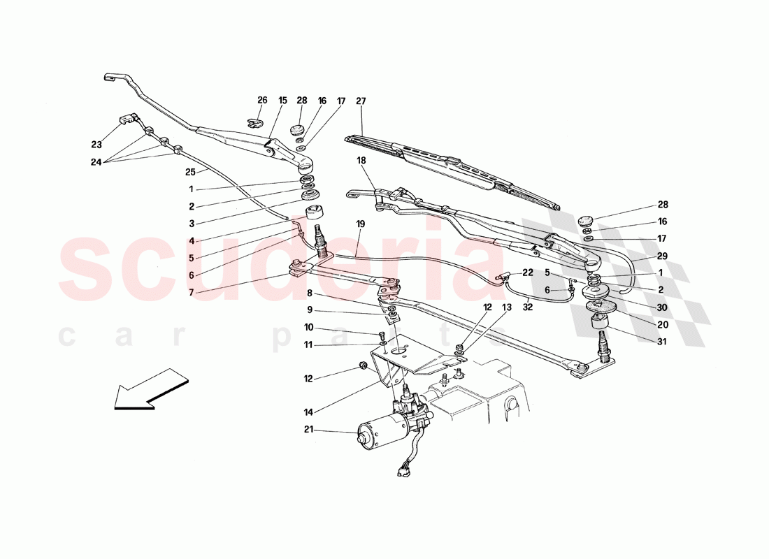 Windshield Wiper and Movement of Ferrari Ferrari 348 TS (1993)