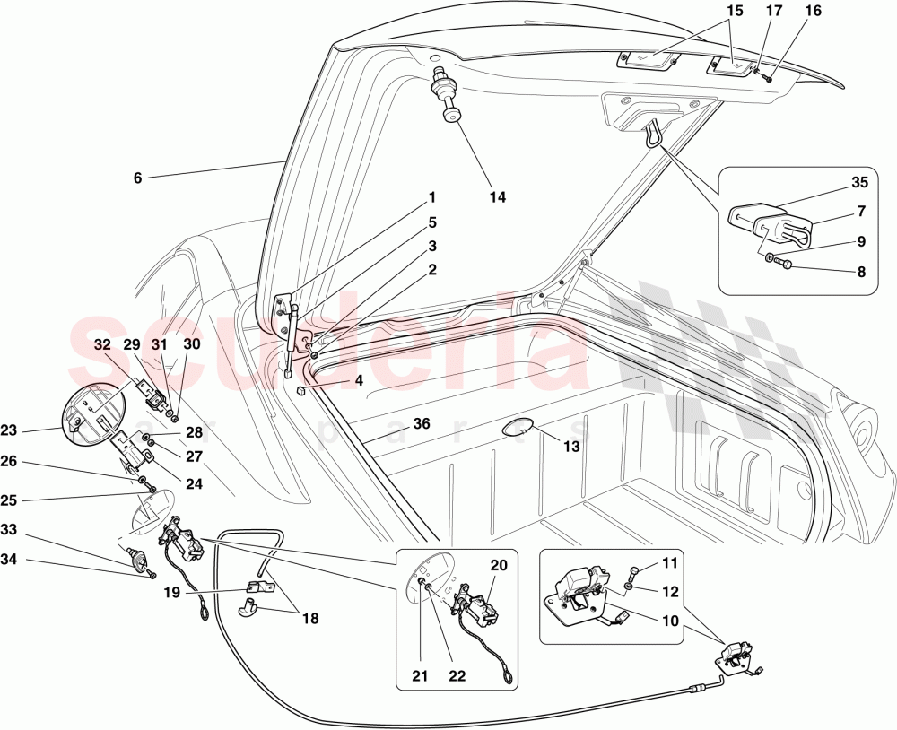LUGGAGE COMPARTMENT LID AND FUEL FILLER FLAP of Ferrari Ferrari 599 SA Aperta