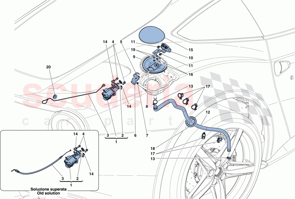FUEL FILLER FLAP AND CONTROLS of Ferrari Ferrari F12 Berlinetta