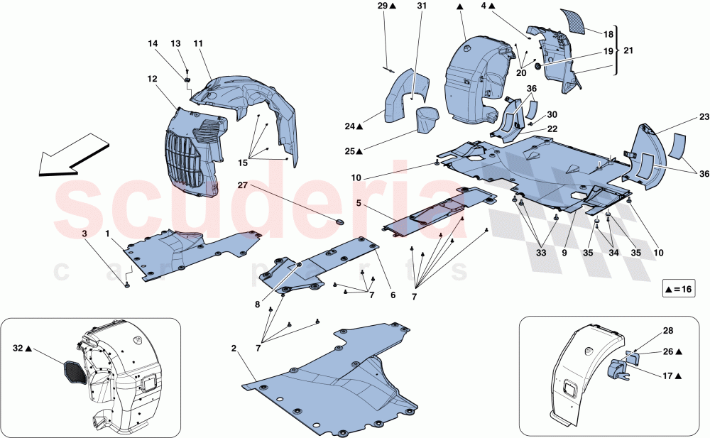 FLAT UNDERTRAY AND WHEELHOUSES of Ferrari Ferrari 458 Spider