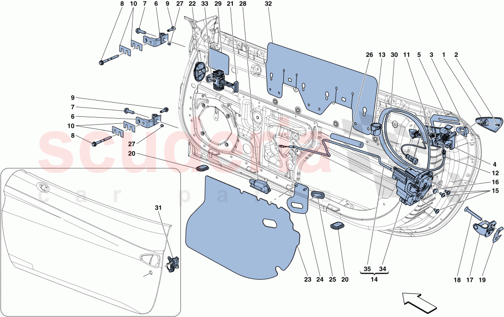 DOORS - OPENING MECHANISMS AND HINGES of Ferrari Ferrari California T