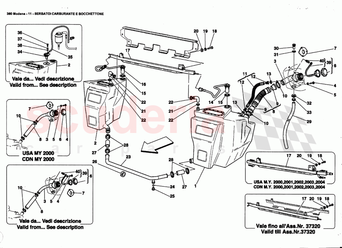 FUEL TANKS AND UNION of Ferrari Ferrari 360 Modena