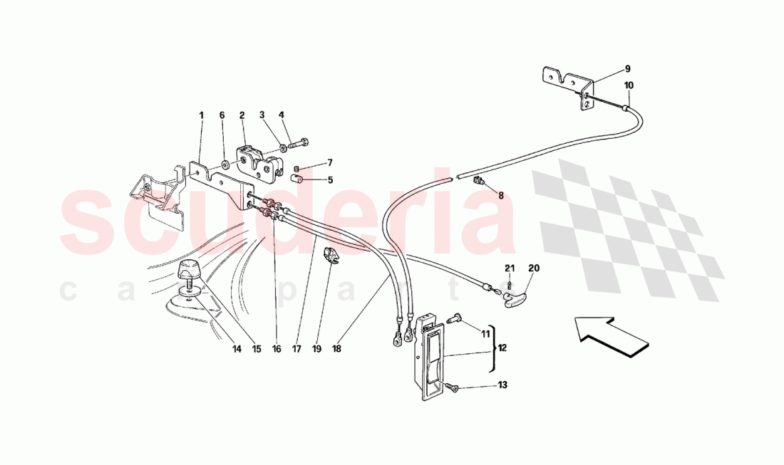 OPENING DEVICE FOR FRONT HOOD of Ferrari Ferrari 348 (2.7 Motronic)