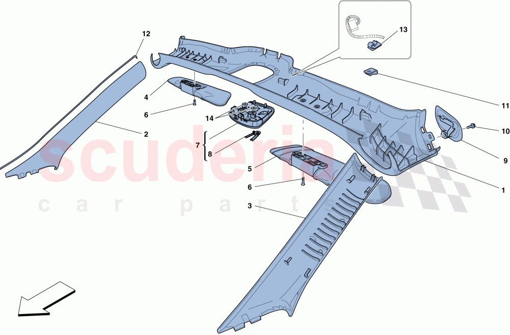 HEADLINER TRIM AND ACCESSORIES of Ferrari Ferrari California T