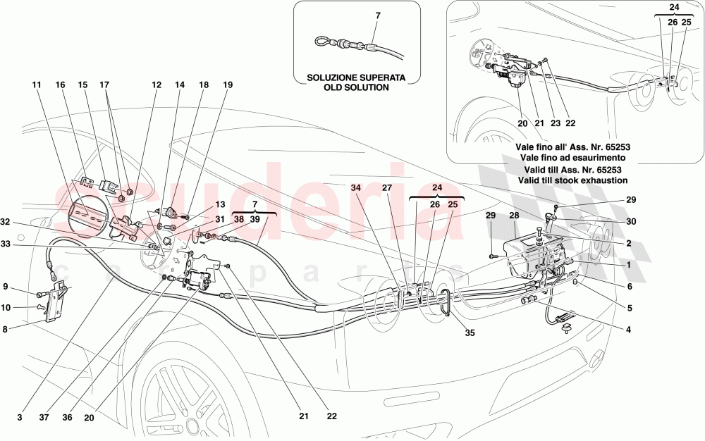 ENGINE COMPARTMENT LID AND FUEL FILLER FLAP OPENING MECHANISMS of Ferrari Ferrari 430 Coupe